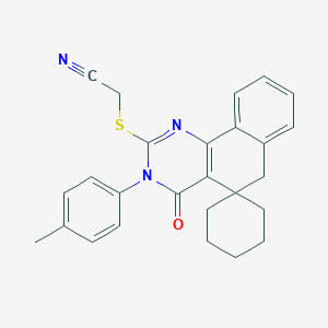 molecular formula C26H25N3OS B458513 2-[3-(4-methylphenyl)-4-oxospiro[6H-benzo[h]quinazoline-5,1'-cyclohexane]-2-yl]sulfanylacetonitrile CAS No. 289711-78-0
