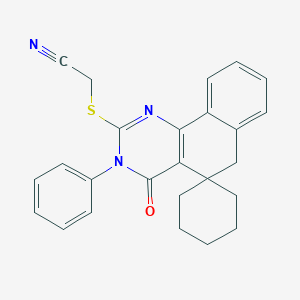 molecular formula C25H23N3OS B458515 2-(4-oxo-3-phenylspiro[6H-benzo[h]quinazoline-5,1'-cyclohexane]-2-yl)sulfanylacetonitrile CAS No. 312585-34-5