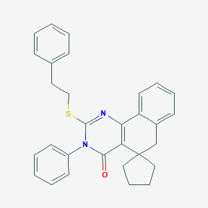 molecular formula C30H28N2OS B458516 3-phenyl-2-(2-phenylethylsulfanyl)spiro[6H-benzo[h]quinazoline-5,1'-cyclopentane]-4-one CAS No. 330454-31-4