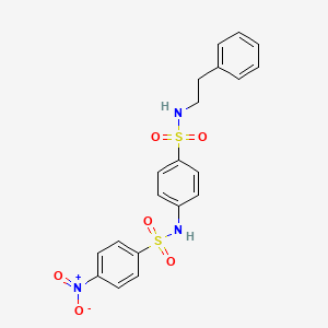 molecular formula C20H19N3O6S2 B4585180 4-nitro-N-(4-{[(2-phenylethyl)amino]sulfonyl}phenyl)benzenesulfonamide 