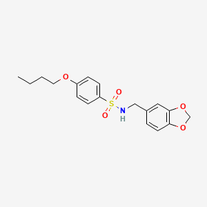 molecular formula C18H21NO5S B4585186 N-(1,3-benzodioxol-5-ylmethyl)-4-butoxybenzenesulfonamide 