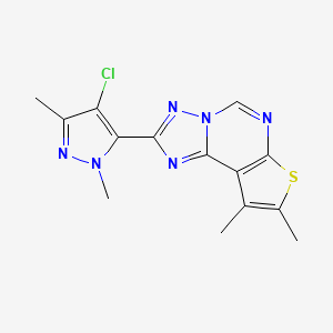 molecular formula C14H13ClN6S B4585213 2-(4-chloro-1,3-dimethyl-1H-pyrazol-5-yl)-8,9-dimethylthieno[3,2-e][1,2,4]triazolo[1,5-c]pyrimidine 