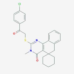 2-[2-(4-chlorophenyl)-2-oxoethyl]sulfanyl-3-methylspiro[6H-benzo[h]quinazoline-5,1'-cyclohexane]-4-one