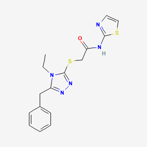 molecular formula C16H17N5OS2 B4585286 2-[(5-benzyl-4-ethyl-4H-1,2,4-triazol-3-yl)thio]-N-1,3-thiazol-2-ylacetamide 