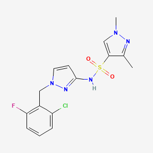 molecular formula C15H15ClFN5O2S B4585289 N-[1-(2-氯-6-氟苄基)-1H-吡唑-3-基]-1,3-二甲基-1H-吡唑-4-磺酰胺 