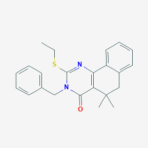 molecular formula C23H24N2OS B458532 3-benzyl-2-(ethylsulfanyl)-5,5-dimethyl-5,6-dihydrobenzo[h]quinazolin-4(3H)-one CAS No. 303042-22-0