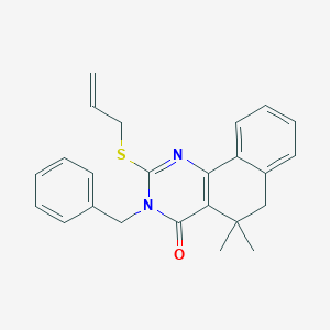 molecular formula C24H24N2OS B458534 2-(allylsulfanyl)-3-benzyl-5,5-dimethyl-5,6-dihydrobenzo[h]quinazolin-4(3H)-one CAS No. 303965-67-5