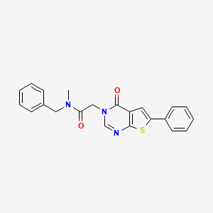 molecular formula C22H19N3O2S B4585343 N-benzyl-N-methyl-2-(4-oxo-6-phenylthieno[2,3-d]pyrimidin-3(4H)-yl)acetamide 