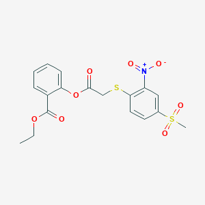 molecular formula C18H17NO8S2 B4585357 ethyl 2-[({[4-(methylsulfonyl)-2-nitrophenyl]thio}acetyl)oxy]benzoate 
