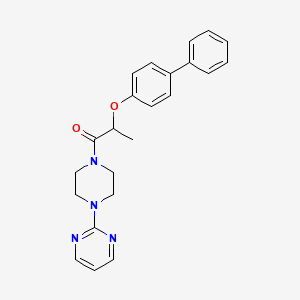 molecular formula C23H24N4O2 B4585361 2-{4-[2-(4-biphenylyloxy)propanoyl]-1-piperazinyl}pyrimidine 