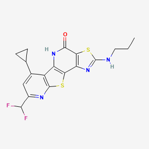 molecular formula C18H16F2N4OS2 B4585367 6-环丙基-8-(二氟甲基)-2-(丙氨基)吡啶并[3',2':4,5]噻吩并[3,2-b][1,3]噻唑并[4,5-d]吡啶-4(5H)-酮 CAS No. 938020-65-6
