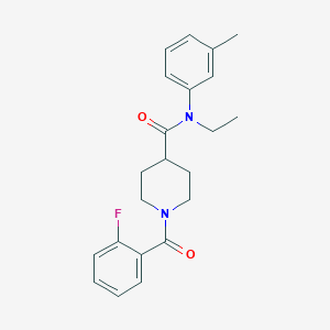molecular formula C22H25FN2O2 B4585371 N-ethyl-1-(2-fluorobenzoyl)-N-(3-methylphenyl)-4-piperidinecarboxamide 