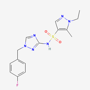 molecular formula C15H17FN6O2S B4585405 1-ethyl-N-[1-(4-fluorobenzyl)-1H-1,2,4-triazol-3-yl]-5-methyl-1H-pyrazole-4-sulfonamide 