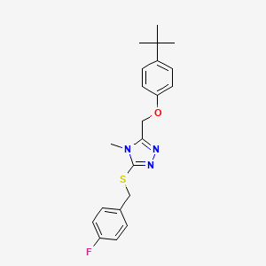 molecular formula C21H24FN3OS B4585424 3-[(4-tert-butylphenoxy)methyl]-5-[(4-fluorobenzyl)thio]-4-methyl-4H-1,2,4-triazole 