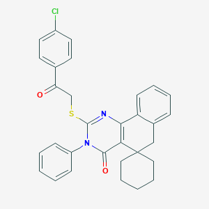 molecular formula C31H27ClN2O2S B458545 2-[2-(4-chlorophenyl)-2-oxoethyl]sulfanyl-3-phenylspiro[6H-benzo[h]quinazoline-5,1'-cyclohexane]-4-one CAS No. 370073-35-1