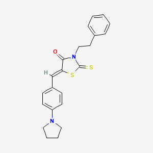 molecular formula C22H22N2OS2 B4585455 3-(2-苯乙基)-5-[4-(1-吡咯烷基)亚苄基]-2-硫代-1,3-噻唑烷-4-酮 