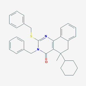 3-benzyl-2-(benzylsulfanyl)-5-cyclohexyl-5-methyl-5,6-dihydrobenzo[h]quinazolin-4(3H)-one