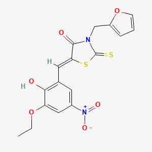 molecular formula C17H14N2O6S2 B4585500 5-(3-乙氧基-2-羟基-5-硝基亚苄基)-3-(2-呋喃甲基)-2-硫代-1,3-噻唑烷-4-酮 