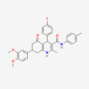 molecular formula C32H31FN2O4 B4585505 7-(3,4-二甲氧基苯基)-4-(4-氟苯基)-2-甲基-N-(4-甲基苯基)-5-氧代-1,4,5,6,7,8-六氢-3-喹啉甲酰胺 