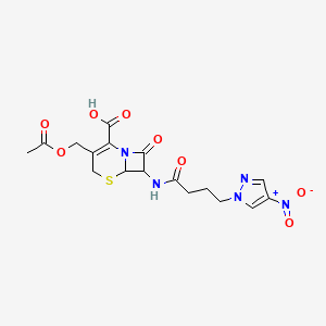 molecular formula C17H19N5O8S B4585524 3-[(乙酰氧基)甲基]-7-{[4-(4-硝基-1H-吡唑-1-基)丁酰基]氨基}-8-氧代-5-硫杂-1-氮杂双环[4.2.0]辛-2-烯-2-羧酸 