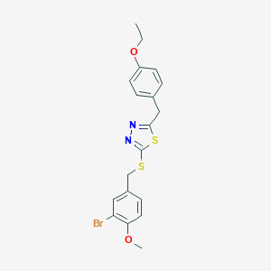 molecular formula C19H19BrN2O2S2 B458555 2-[(3-Bromo-4-methoxybenzyl)sulfanyl]-5-(4-ethoxybenzyl)-1,3,4-thiadiazole 