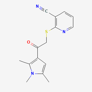 molecular formula C15H15N3OS B4585554 2-{[2-oxo-2-(1,2,5-trimethyl-1H-pyrrol-3-yl)ethyl]thio}nicotinonitrile 