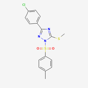 molecular formula C16H14ClN3O2S2 B4585558 3-(4-chlorophenyl)-1-[(4-methylphenyl)sulfonyl]-5-(methylthio)-1H-1,2,4-triazole 