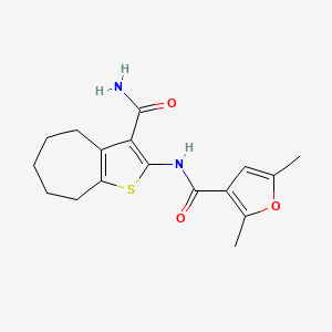 molecular formula C17H20N2O3S B4585569 N-[3-(aminocarbonyl)-5,6,7,8-tetrahydro-4H-cyclohepta[b]thien-2-yl]-2,5-dimethyl-3-furamide 