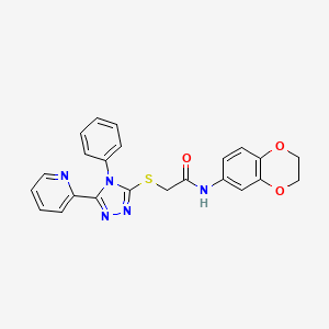 N-(2,3-dihydro-1,4-benzodioxin-6-yl)-2-{[4-phenyl-5-(2-pyridinyl)-4H-1,2,4-triazol-3-yl]thio}acetamide