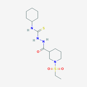 molecular formula C15H28N4O3S2 B4585588 N-cyclohexyl-2-{[1-(ethylsulfonyl)-3-piperidinyl]carbonyl}hydrazinecarbothioamide 