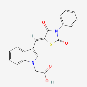 {3-[(2,4-dioxo-3-phenyl-1,3-thiazolidin-5-ylidene)methyl]-1H-indol-1-yl}acetic acid