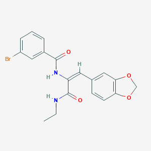molecular formula C19H17BrN2O4 B458562 N-{2-(1,3-benzodioxol-5-yl)-1-[(ethylamino)carbonyl]vinyl}-3-bromobenzamide 