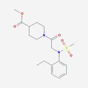 molecular formula C18H26N2O5S B4585628 methyl 1-[N-(2-ethylphenyl)-N-(methylsulfonyl)glycyl]-4-piperidinecarboxylate 