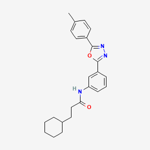 molecular formula C24H27N3O2 B4585630 3-cyclohexyl-N-{3-[5-(4-methylphenyl)-1,3,4-oxadiazol-2-yl]phenyl}propanamide 