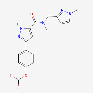 molecular formula C17H17F2N5O2 B4585649 5-[4-(二氟甲氧基)苯基]-N-甲基-N-[(1-甲基-1H-吡唑-3-基)甲基]-1H-吡唑-3-甲酰胺 