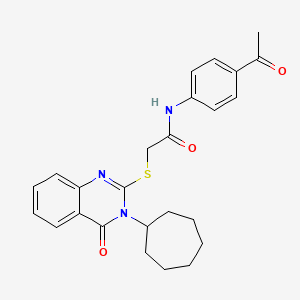 N-(4-acetylphenyl)-2-[(3-cycloheptyl-4-oxo-3,4-dihydro-2-quinazolinyl)thio]acetamide