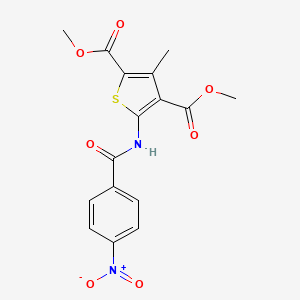 molecular formula C16H14N2O7S B4585667 dimethyl 3-methyl-5-[(4-nitrobenzoyl)amino]-2,4-thiophenedicarboxylate 