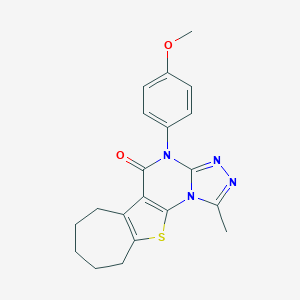 molecular formula C20H20N4O2S B458569 4-(4-methoxyphenyl)-1-methyl-7,8,9,10-tetrahydro-6H-cyclohepta[4,5]thieno[3,2-e][1,2,4]triazolo[4,3-a]pyrimidin-5(4H)-one 