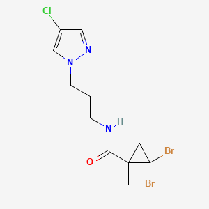 molecular formula C11H14Br2ClN3O B4585714 2,2-dibromo-N-[3-(4-chloro-1H-pyrazol-1-yl)propyl]-1-methylcyclopropanecarboxamide 
