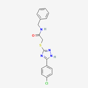 molecular formula C17H15ClN4OS B4585741 N-benzyl-2-{[5-(4-chlorophenyl)-4H-1,2,4-triazol-3-yl]thio}acetamide 