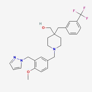 molecular formula C26H30F3N3O2 B4585804 {1-[4-methoxy-3-(1H-pyrazol-1-ylmethyl)benzyl]-4-[3-(trifluoromethyl)benzyl]-4-piperidinyl}methanol 