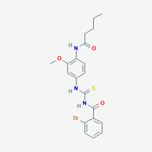 molecular formula C20H22BrN3O3S B4585808 2-bromo-N-({[3-methoxy-4-(pentanoylamino)phenyl]amino}carbonothioyl)benzamide 