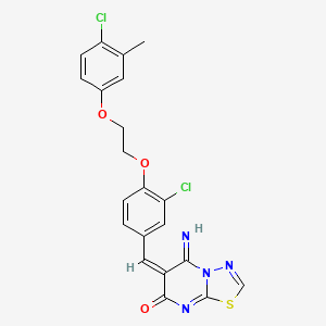molecular formula C21H16Cl2N4O3S B4585819 6-{3-chloro-4-[2-(4-chloro-3-methylphenoxy)ethoxy]benzylidene}-5-imino-5,6-dihydro-7H-[1,3,4]thiadiazolo[3,2-a]pyrimidin-7-one 