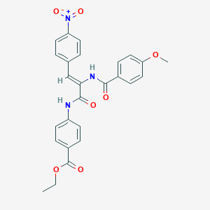 molecular formula C26H23N3O7 B458583 Ethyl 4-({3-{4-nitrophenyl}-2-[(4-methoxybenzoyl)amino]acryloyl}amino)benzoate 