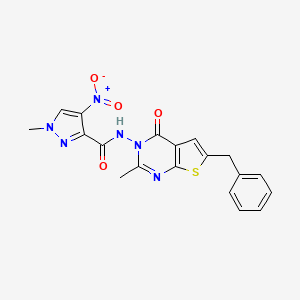 molecular formula C19H16N6O4S B4585833 N-(6-benzyl-2-methyl-4-oxothieno[2,3-d]pyrimidin-3(4H)-yl)-1-methyl-4-nitro-1H-pyrazole-3-carboxamide 