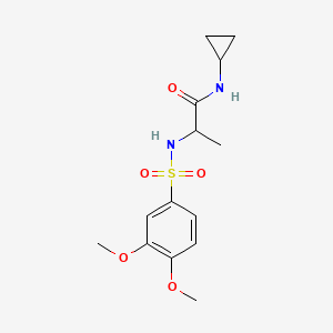 molecular formula C14H20N2O5S B4585839 N~1~-cyclopropyl-N~2~-[(3,4-dimethoxyphenyl)sulfonyl]alaninamide 