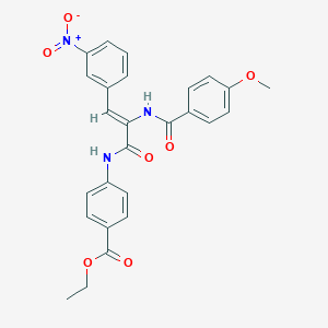 molecular formula C26H23N3O7 B458586 Ethyl 4-({3-{3-nitrophenyl}-2-[(4-methoxybenzoyl)amino]acryloyl}amino)benzoate 