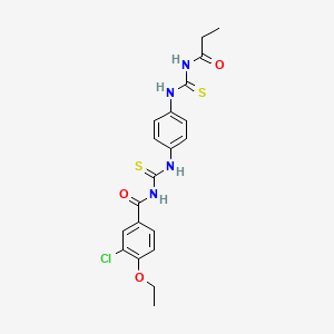 molecular formula C20H21ClN4O3S2 B4585888 3-chloro-4-ethoxy-N-{[(4-{[(propionylamino)carbonothioyl]amino}phenyl)amino]carbonothioyl}benzamide 