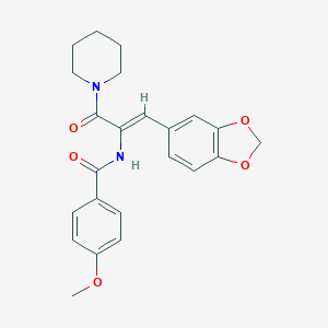 molecular formula C23H24N2O5 B458589 N-[2-(1,3-benzodioxol-5-yl)-1-(1-piperidinylcarbonyl)vinyl]-4-methoxybenzamide 
