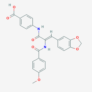 molecular formula C25H20N2O7 B458591 4-({3-(1,3-Benzodioxol-5-yl)-2-[(4-methoxybenzoyl)amino]acryloyl}amino)benzoic acid 